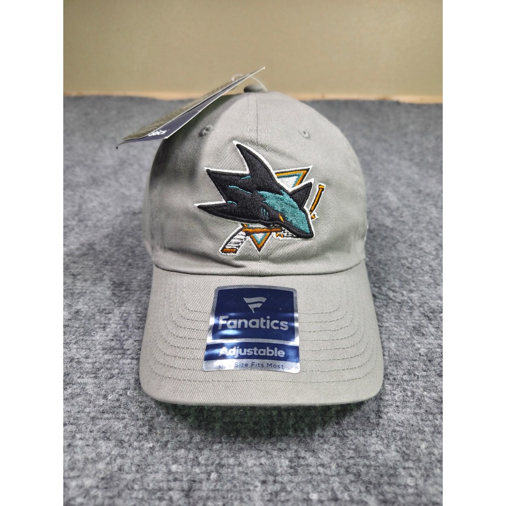 San Jose Sharks Adjustable Hat OSFA Fanatics Grey Primary Logo NHL Cap